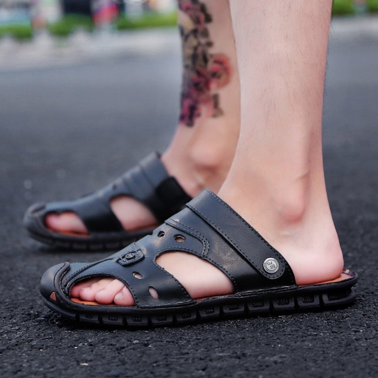 Youth Trend First Layer Cowhide Two-wear Outdoor Casual Sandals Slippers for Men