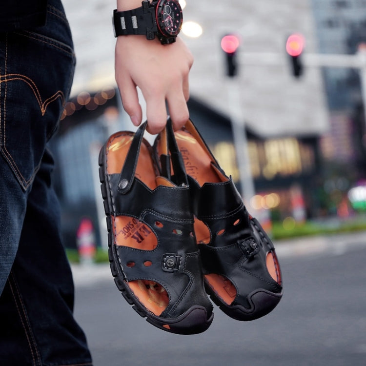 Youth Trend First Layer Cowhide Two-wear Outdoor Casual Sandals Slippers for Men