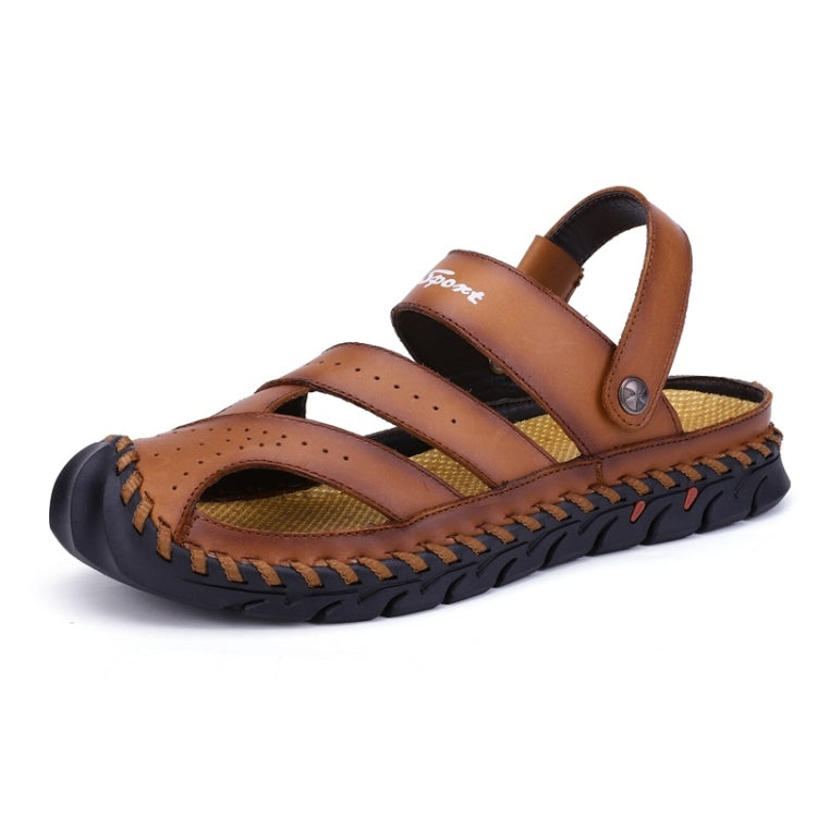 First Layer Leather Sandals Outdoor Hollow Sneakers for Men