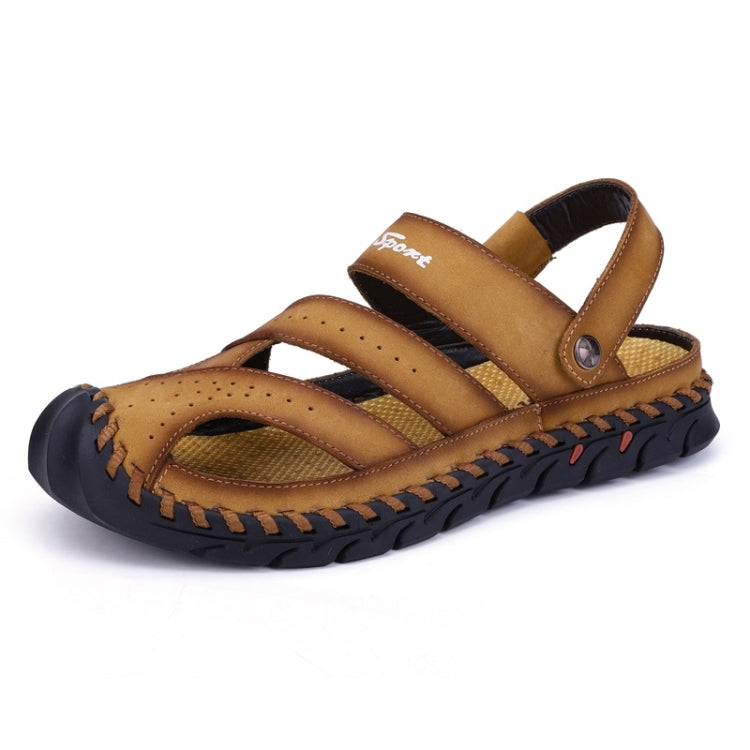 First Layer Leather Sandals Outdoor Hollow Sneakers for Men