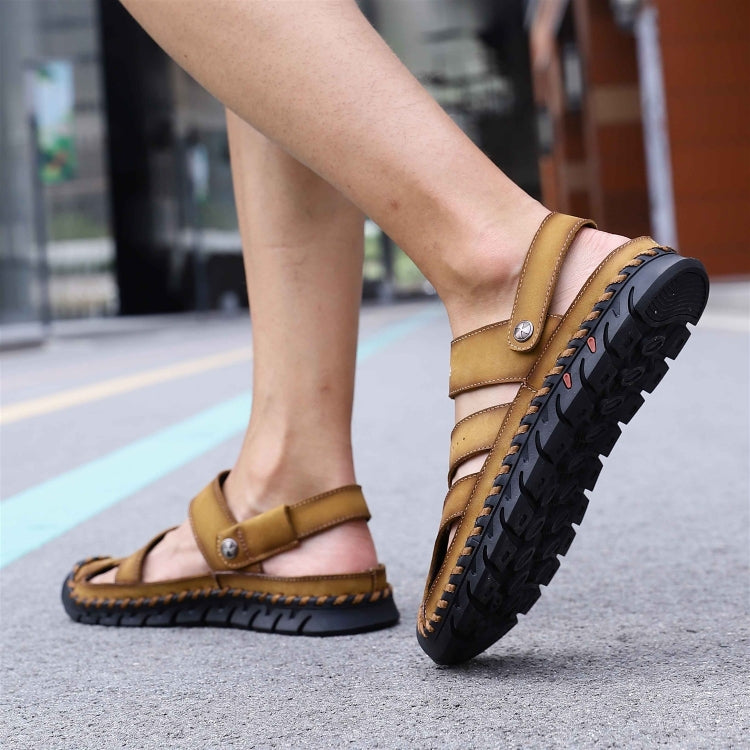 First Layer Leather Sandals Outdoor Hollow Sneakers for Men