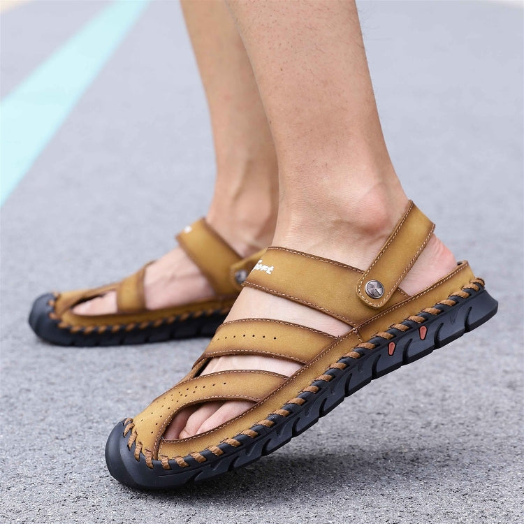 First Layer Leather Sandals Outdoor Hollow Sneakers for Men