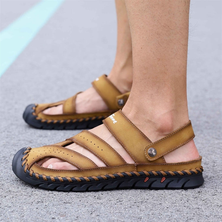 First Layer Leather Sandals Outdoor Hollow Sneakers for Men