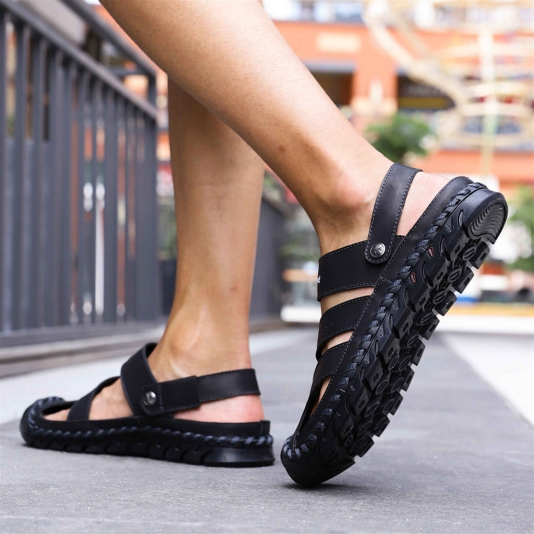 First Layer Leather Sandals Outdoor Hollow Sneakers for Men