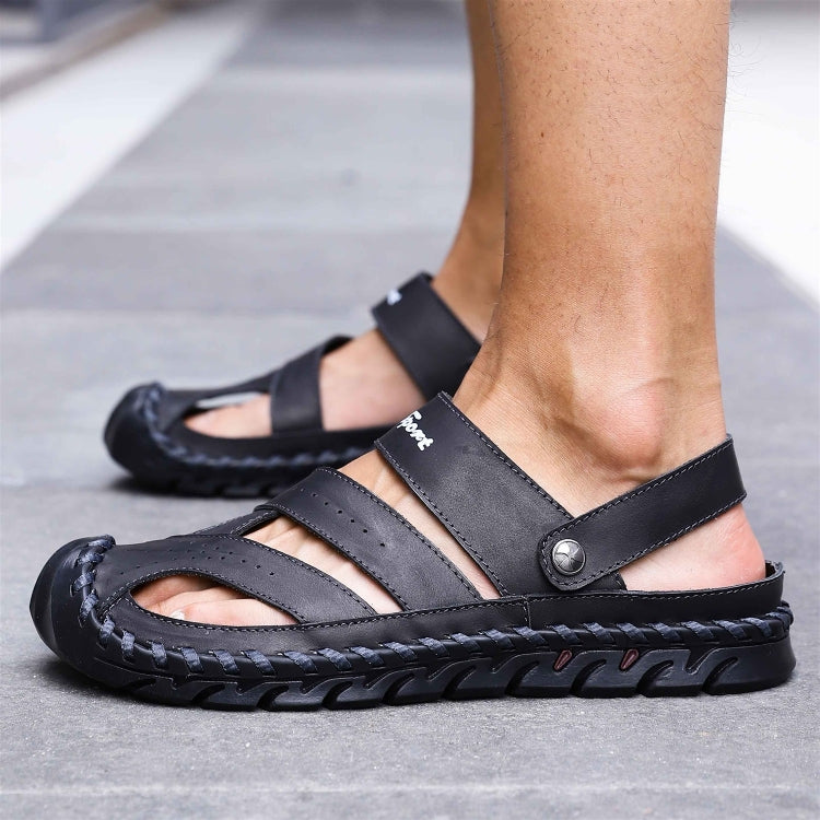First Layer Leather Sandals Outdoor Hollow Sneakers for Men