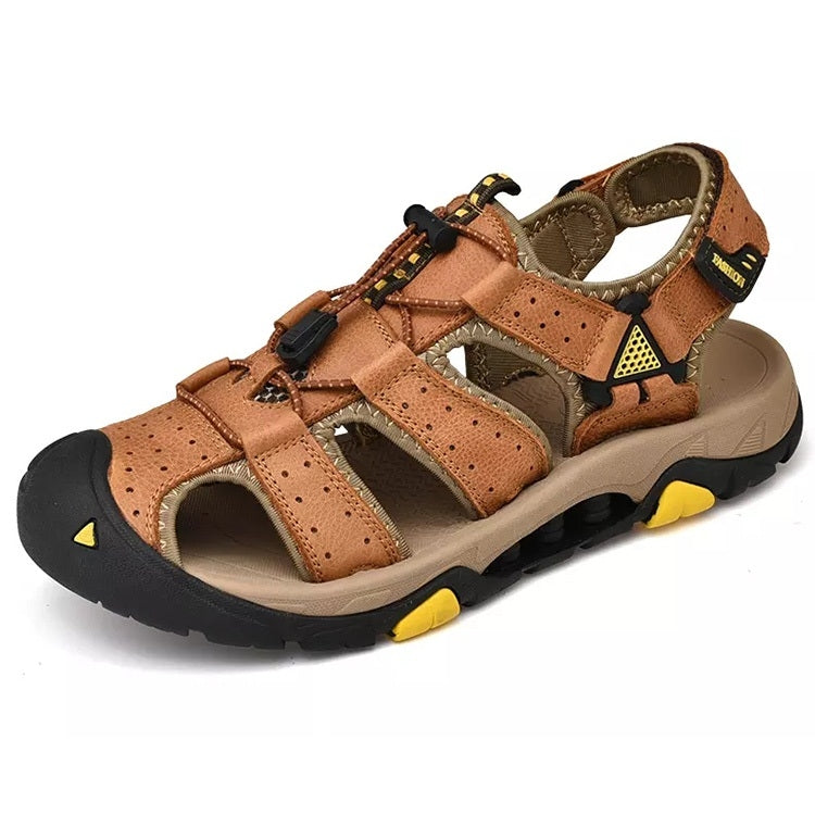 First Layer Cowhide Thick Bottom Outdoor Leisure Beach Sandals for Men