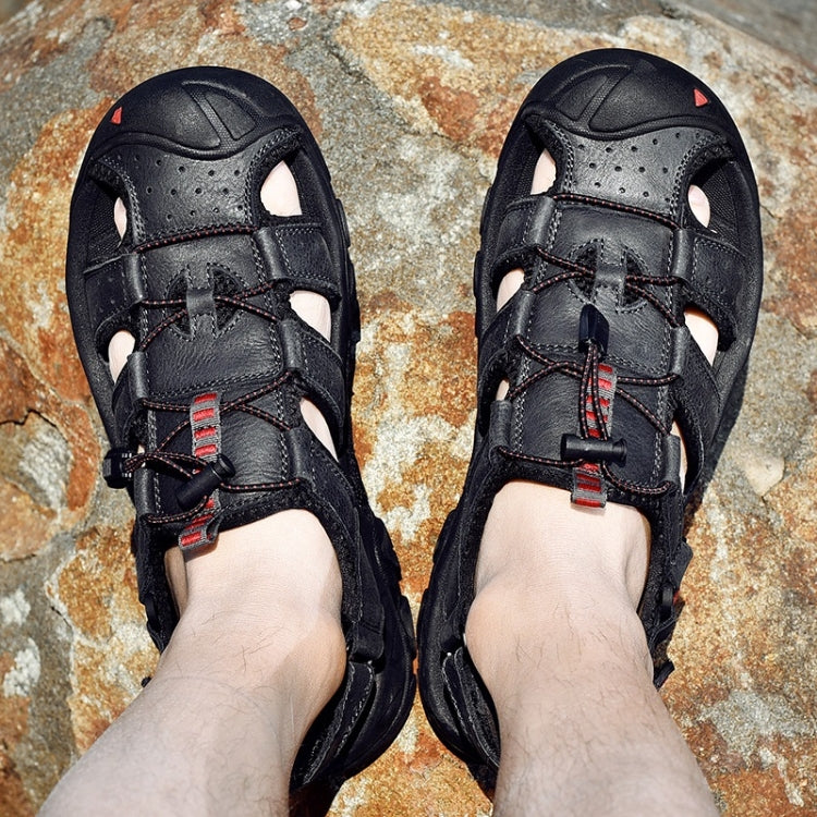 First Layer Cowhide Thick Bottom Outdoor Leisure Beach Sandals for Men