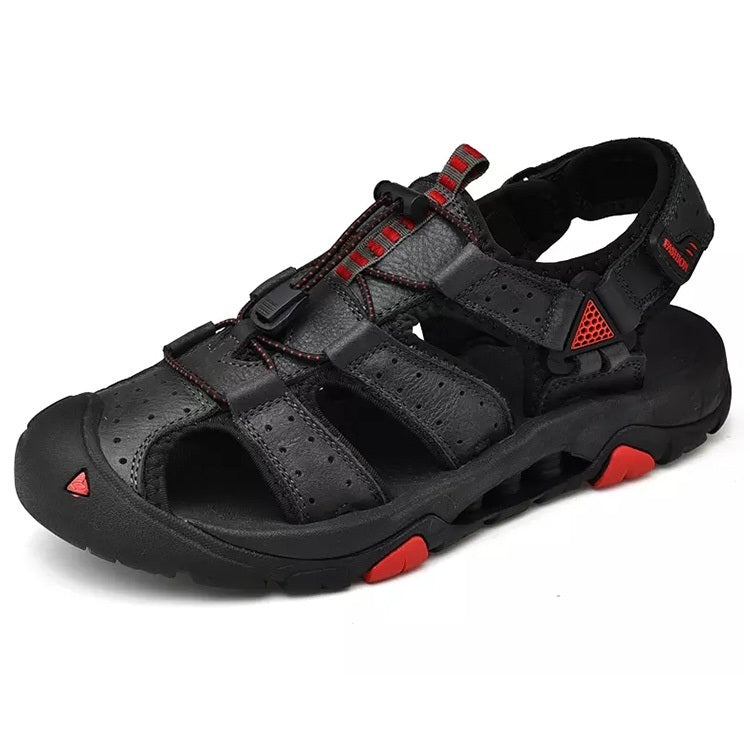 First Layer Cowhide Thick Bottom Outdoor Leisure Beach Sandals for Men