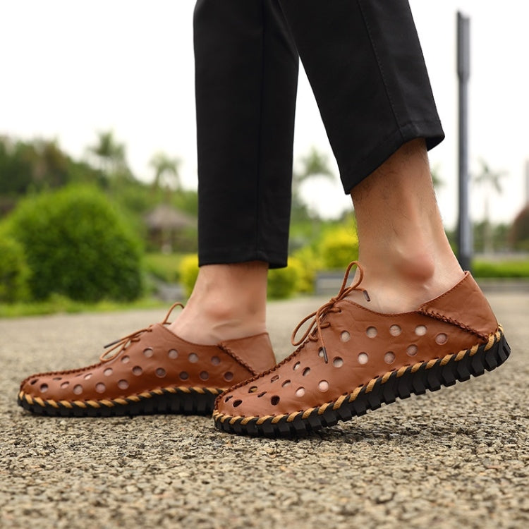 First Layer Leather Non-slip Wear-resistant and Comfortable Breathable Outdoor Casual Hole Shoes for Men
