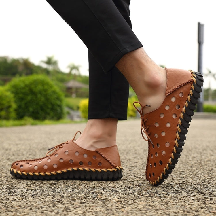 First Layer Leather Non-slip Wear-resistant and Comfortable Breathable Outdoor Casual Hole Shoes for Men