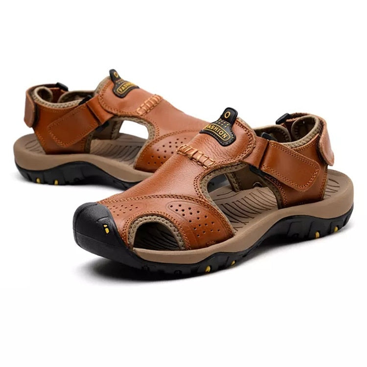 First Layer Leather Comfortable Non-slip Wear Beach Sandals for Men