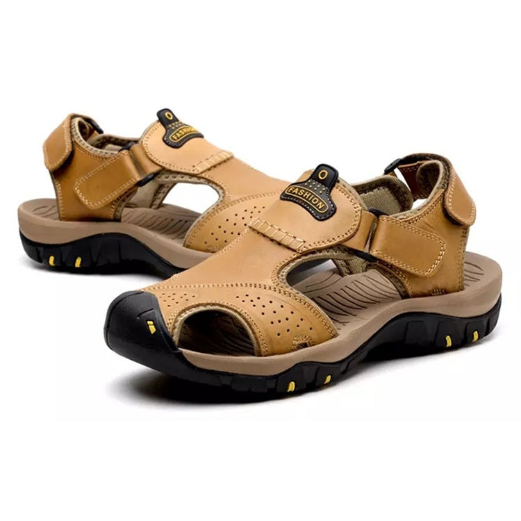 First Layer Leather Comfortable Non-slip Wear Beach Sandals for Men
