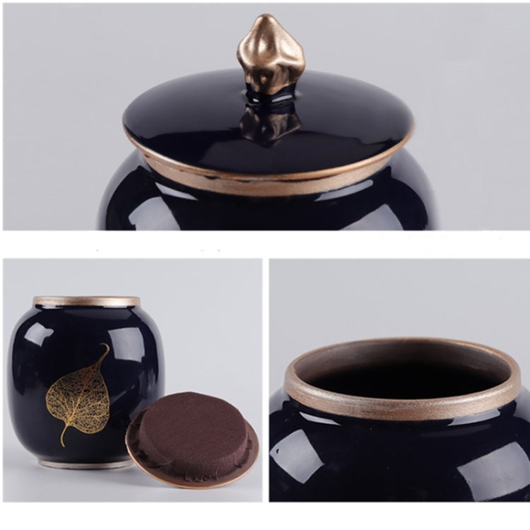 Indigo Glaze Large Tea Pot Ceramic Tea Pot Home Retro Sealed Cans Small Jar Tea Box