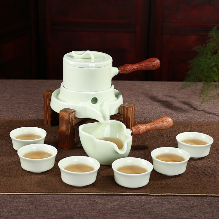 Retro Time To Run Stone Mill Automatic Tea Set Ceramic Kiln High-grade Kungfu Tea Set Gift Box with 6 Cups