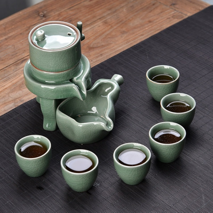 Retro Stone Grinding Creative Lazy Kung Fu Tea Ceramic Semi-automatic Teaware Set Business Gift Box