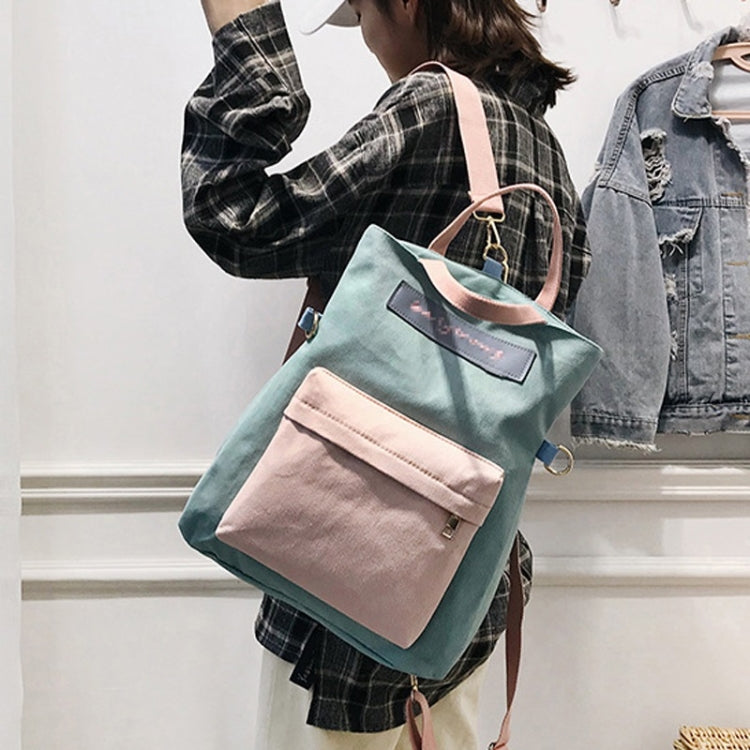 Multi-function Color Matching Canvas Double Shoulders Bag Ladies Handbag Mummy Backpack Bag
