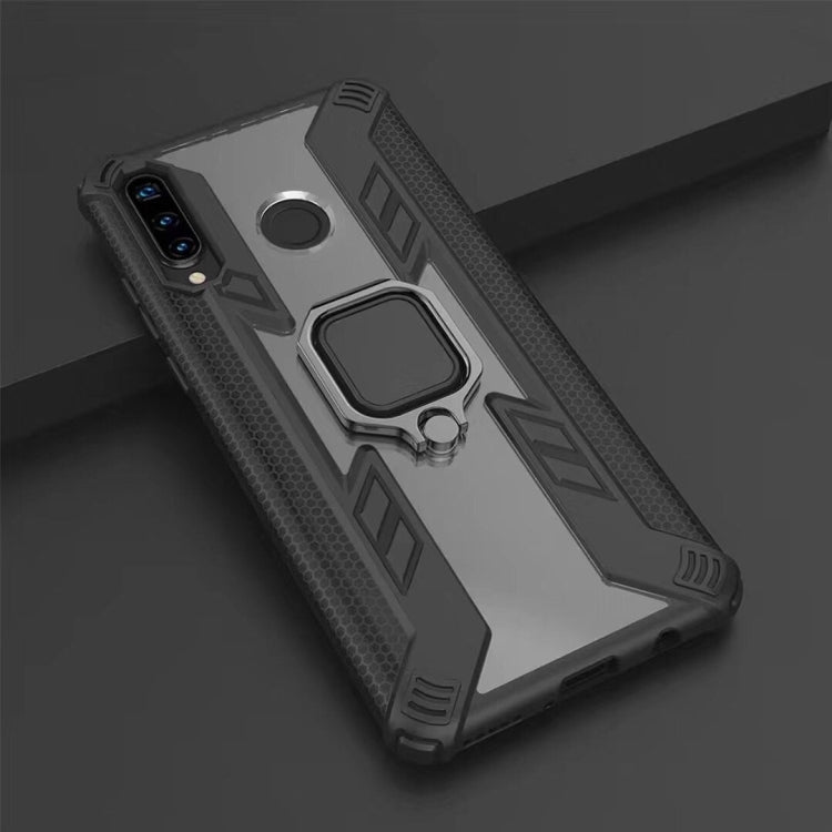 Iron Warrior Shockproof PC + TPU Protective Case for Huawei P30 Lite / Nova 4E, with Ring Holder (Black)