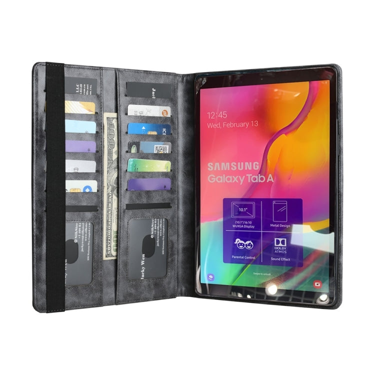 Crazy Horse Texture Horizontal Flip Leather Case for Galaxy Tab A (2019) 10.1 / T510 / 515, with Double-row Card Slots & Photo Frame & Pen Slot