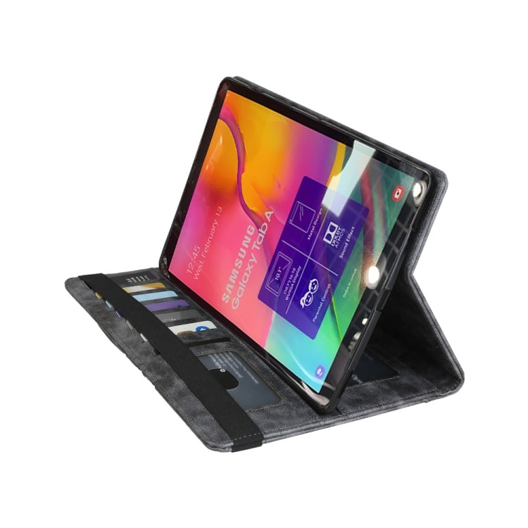 Crazy Horse Texture Horizontal Flip Leather Case for Galaxy Tab A (2019) 10.1 / T510 / 515, with Double-row Card Slots & Photo Frame & Pen Slot