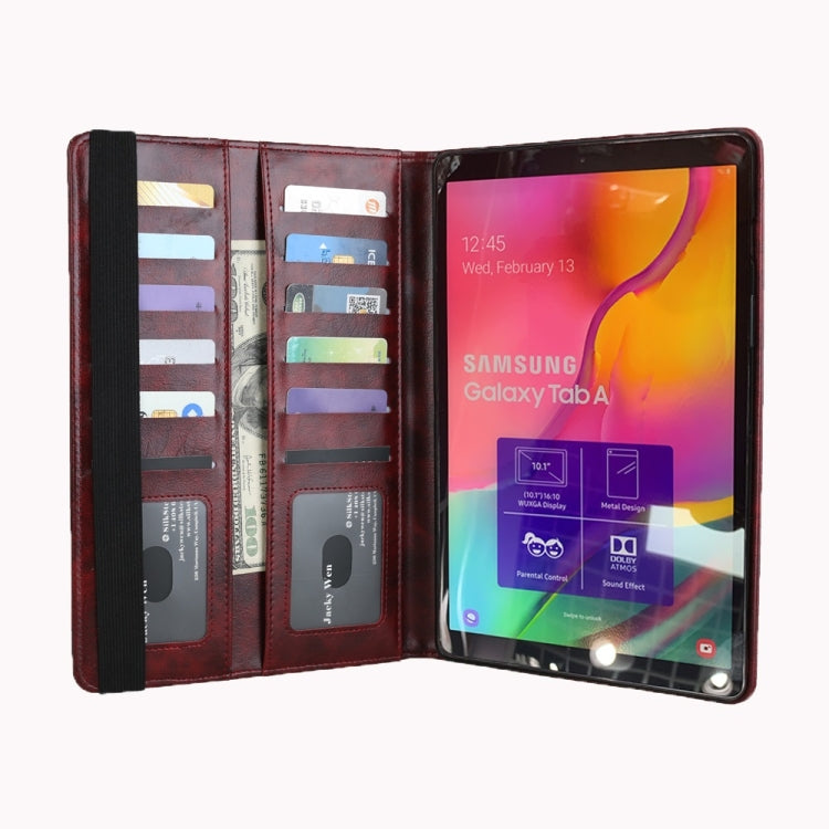 Crazy Horse Texture Horizontal Flip Leather Case for Galaxy Tab A (2019) 10.1 / T510 / 515, with Double-row Card Slots & Photo Frame & Pen Slot