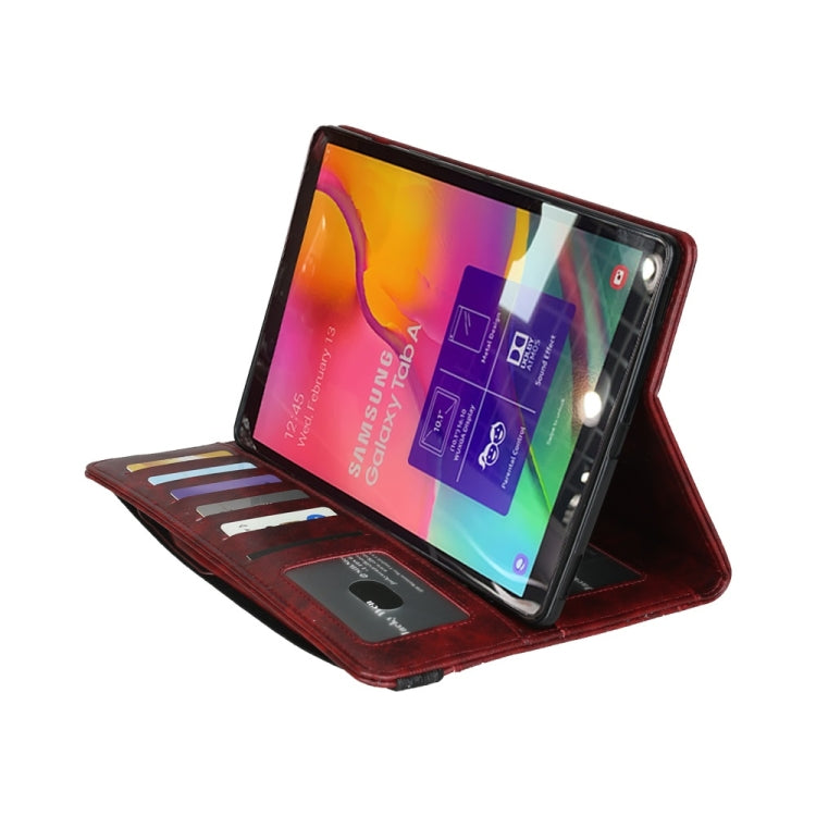 Crazy Horse Texture Horizontal Flip Leather Case for Galaxy Tab A (2019) 10.1 / T510 / 515, with Double-row Card Slots & Photo Frame & Pen Slot