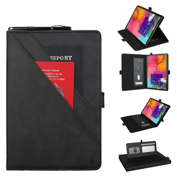 Horizontal Flip Double Bracket Leather Case for Galaxy Tab A (2019) 10.1 / T510 / 515, with Card Slots & Photo Frame & Pen Slot