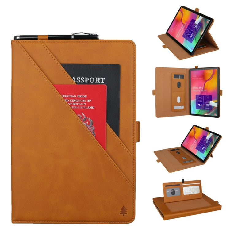 Horizontal Flip Double Bracket Leather Case for Galaxy Tab A (2019) 10.1 / T510 / 515, with Card Slots & Photo Frame & Pen Slot