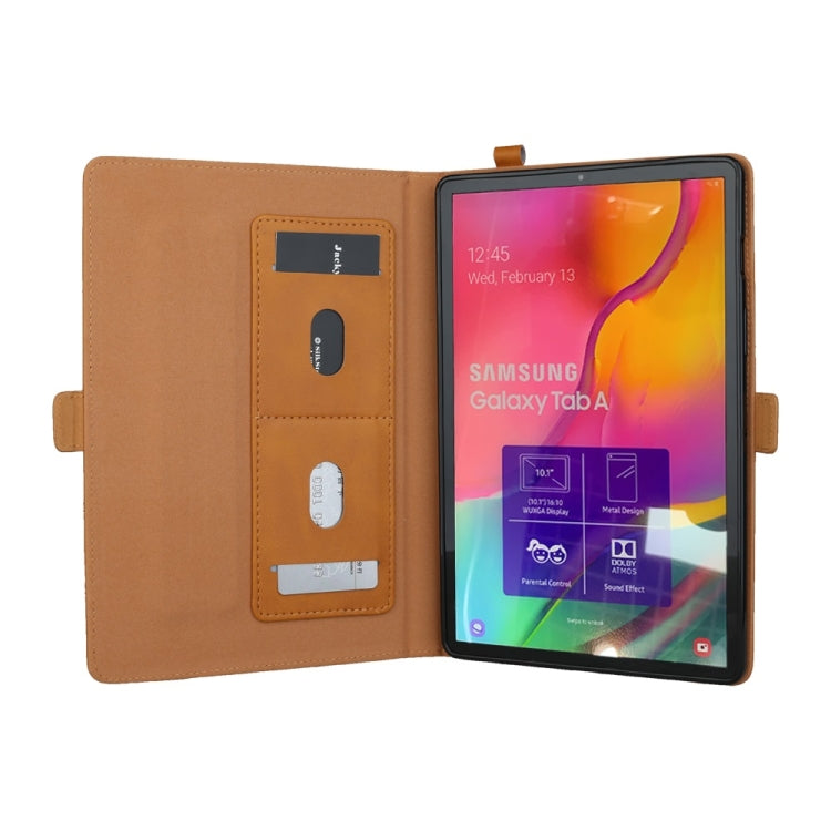 Horizontal Flip Double Bracket Leather Case for Galaxy Tab A (2019) 10.1 / T510 / 515, with Card Slots & Photo Frame & Pen Slot