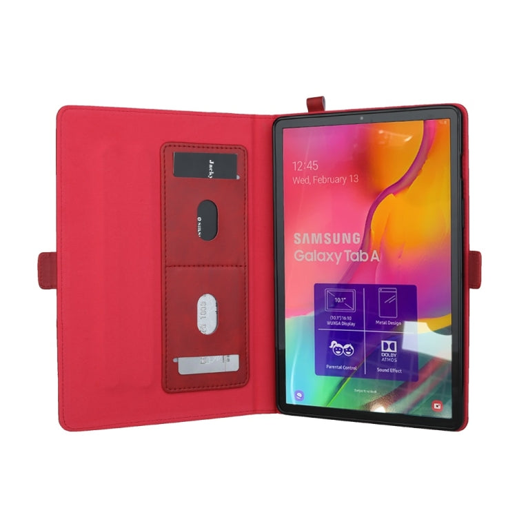 Horizontal Flip Double Bracket Leather Case for Galaxy Tab A (2019) 10.1 / T510 / 515, with Card Slots & Photo Frame & Pen Slot