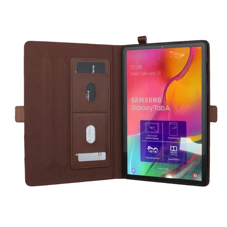 Horizontal Flip Double Bracket Leather Case for Galaxy Tab A (2019) 10.1 / T510 / 515, with Card Slots & Photo Frame & Pen Slot