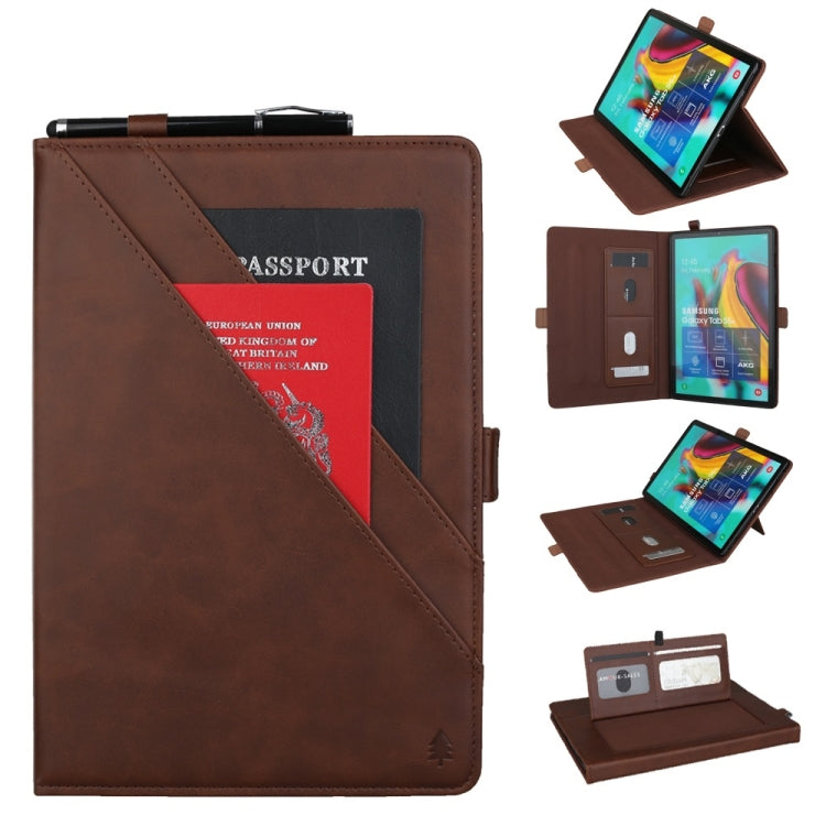 Horizontal Flip Double Bracket Leather Case for Galaxy Tab S 5E 10.5 / T720 / T725, with Card Slots & Photo Frame & Pen Slot