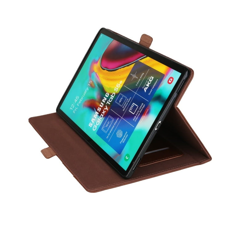 Horizontal Flip Double Bracket Leather Case for Galaxy Tab S 5E 10.5 / T720 / T725, with Card Slots & Photo Frame & Pen Slot