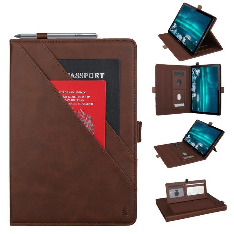 Horizontal Flip Double Bracket Leather Case for Huawei Mediapad M6 10.8, with Card Slots & Photo Frame & Pen Slot