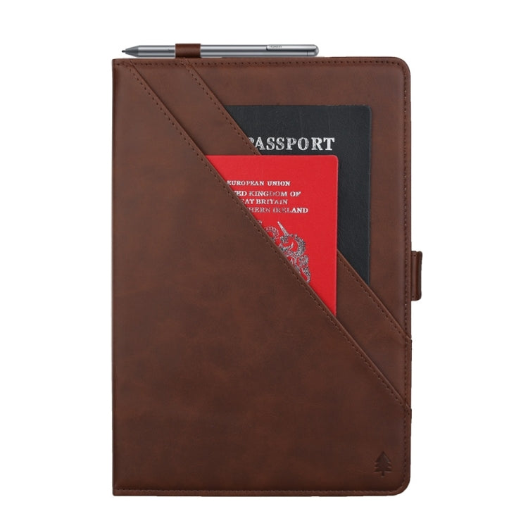 Horizontal Flip Double Bracket Leather Case for Huawei Mediapad M6 10.8, with Card Slots & Photo Frame & Pen Slot