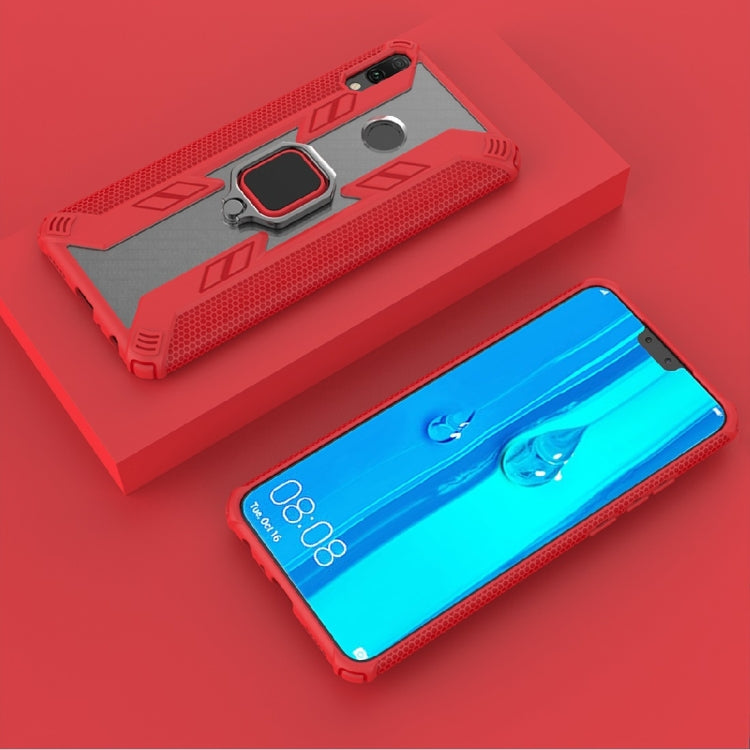 Iron Warrior Shockproof PC + TPU Protective Case for Huawei Enjoy 9 Plus / Y9 2019, with Ring Holder (Red)