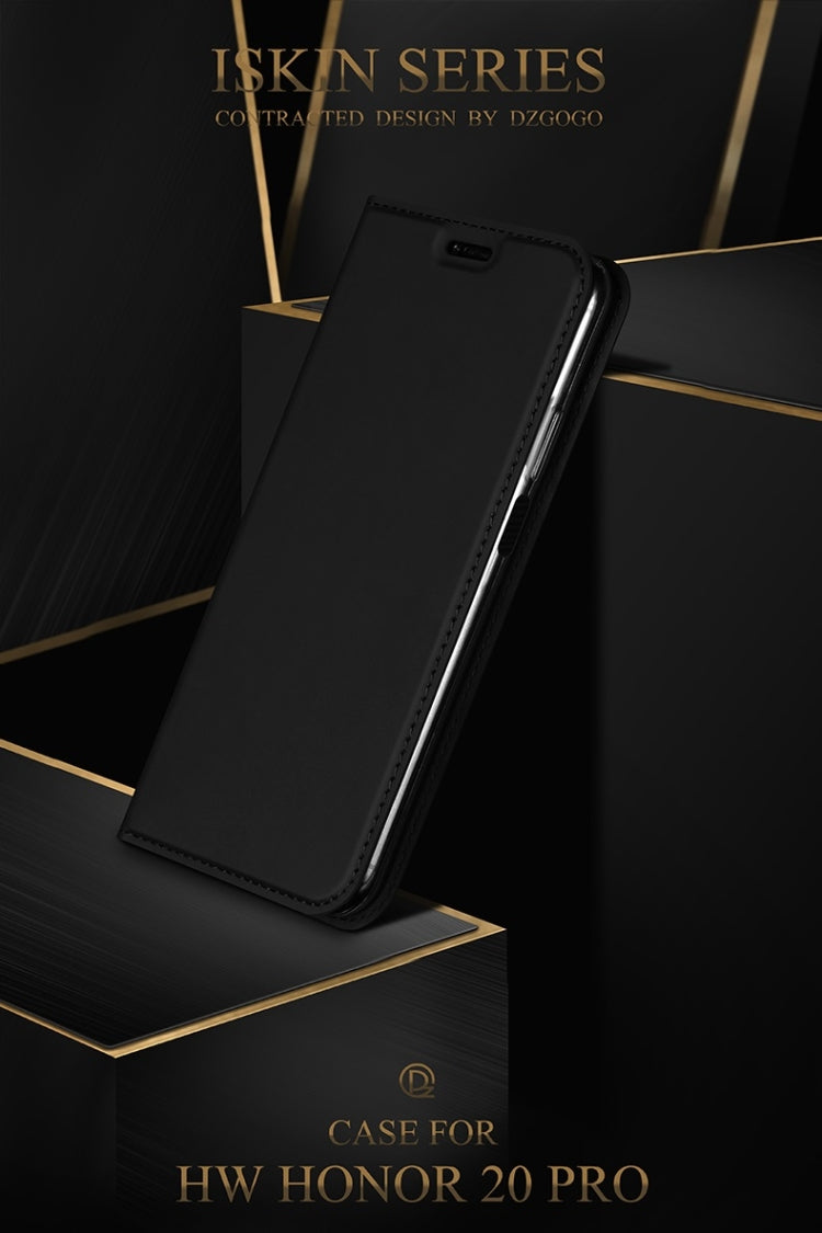DZGOGO ISKIN Series Slight Frosted PU+ TPU Case for for Huawei Honor 20 Pro, with Holder & Card Slot & Wallet