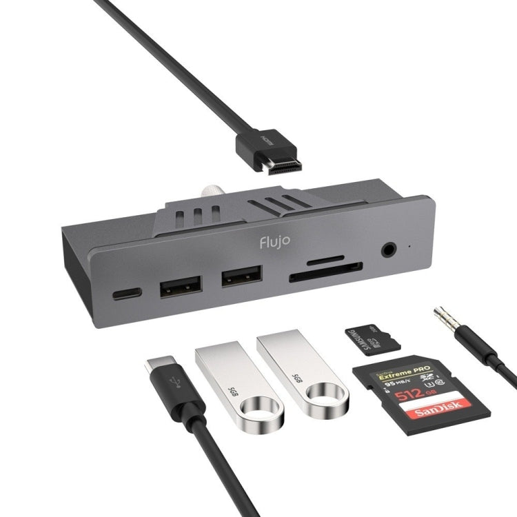 Flujo H61 Multi-function USB 3.0 x 2 + SD + TF + 3.5mm Jack + HDMI HUB Adapter with LED Indicator Light