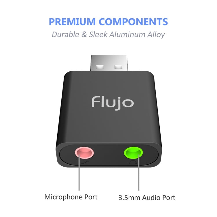 Flujo MA13 2 x 3.5mm Plug to USB 2.0 Aluminum Audio Adapter