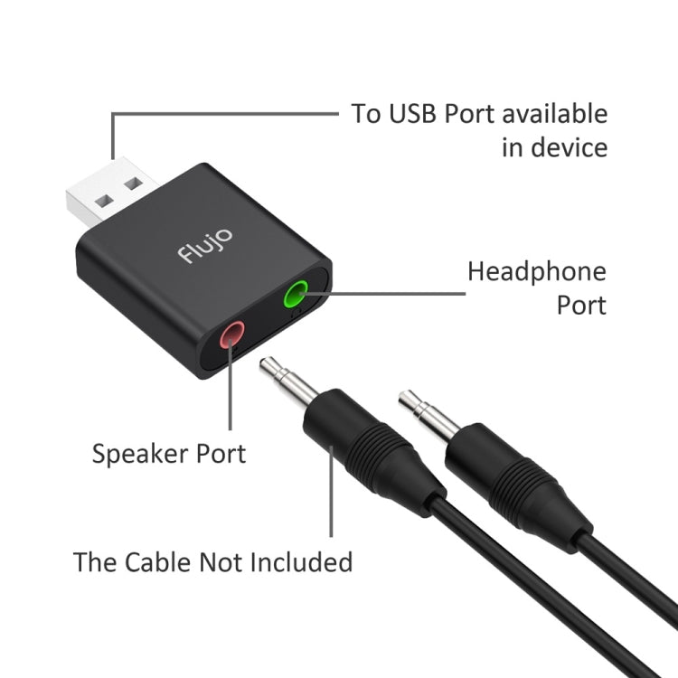 Flujo MA13 2 x 3.5mm Plug to USB 2.0 Aluminum Audio Adapter