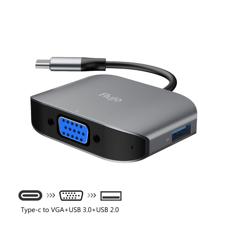 Flujo UC28 USB-C / Type-C to VGA + USB 3.0 + USB 2.0 MultiPort HUB Adapter