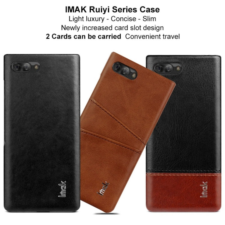 IMAK Ruiyi Series Concise Slim PU + PC Protective Case for BlackBerry KEY 2 (Black Brown)