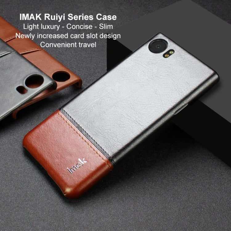 IMAK Ruiyi Series Concise Slim PU + PC Protective Case for BlackBerry Keyone / DTEK70 (Black Brown)