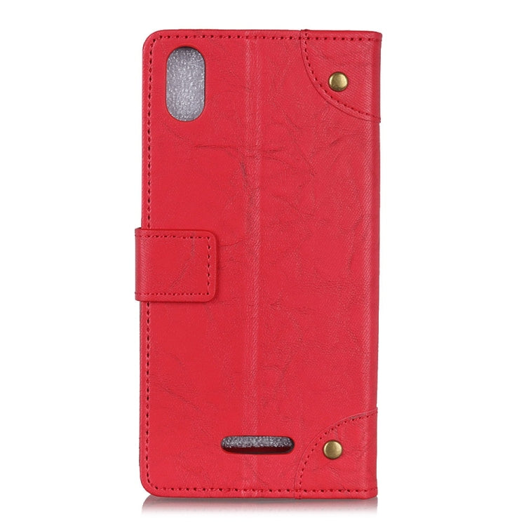 Copper Buckle Retro Texture Horizontal Flip Leather Case for Wiko Y80, with Holder & Card Slots & Wallet