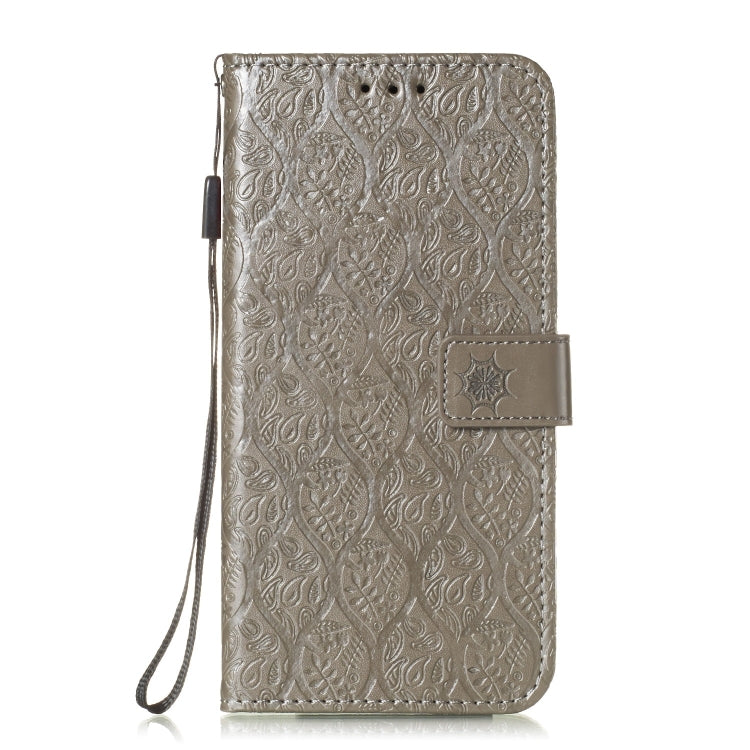 Pressed Printing Rattan Flower Pattern Horizontal Flip PU Leather Case for Galaxy A40, with Holder & Card Slots & Wallet & Photo Frame