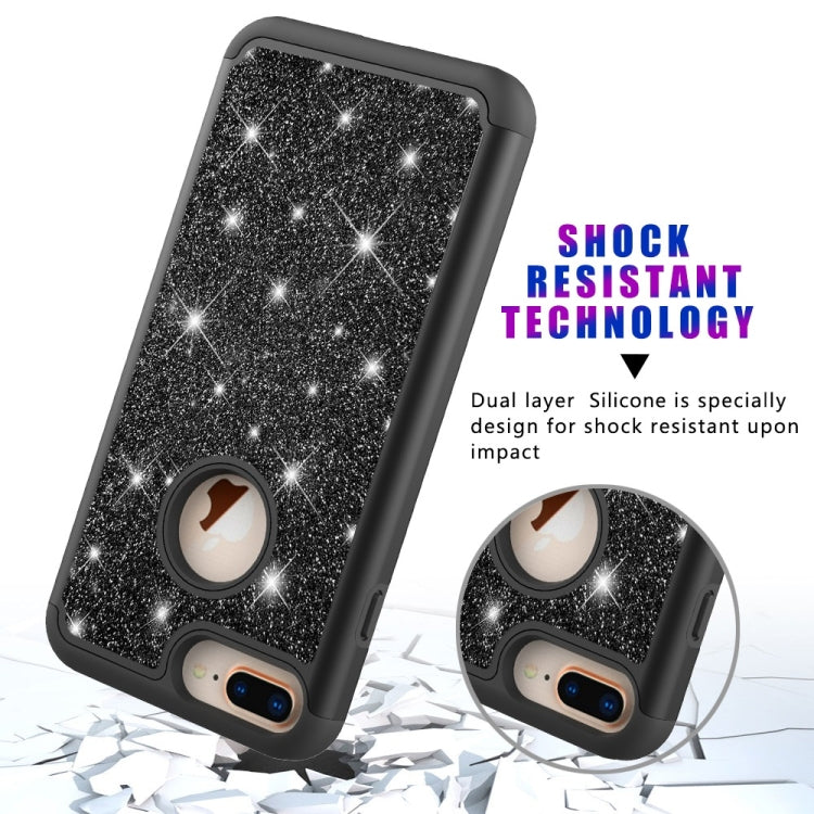 Glitter Powder Contrast Skin Shockproof Silicone + PC Protective Case for iPhone 6 Plus & 6s Plus & 7 Plus & 8 Plus