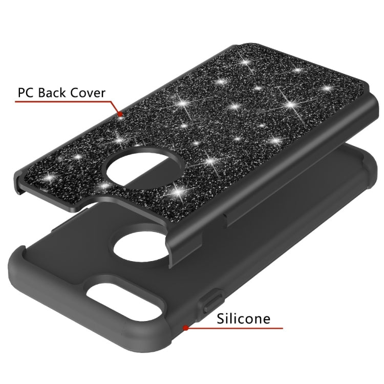 Glitter Powder Contrast Skin Shockproof Silicone + PC Protective Case for iPhone 6 Plus & 6s Plus & 7 Plus & 8 Plus