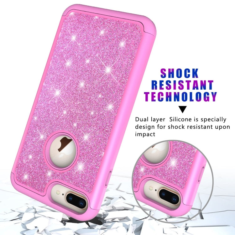 Glitter Powder Contrast Skin Shockproof Silicone + PC Protective Case for iPhone 6 Plus & 6s Plus & 7 Plus & 8 Plus