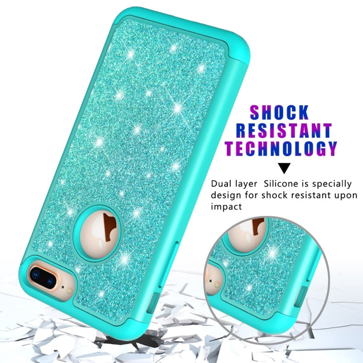 Glitter Powder Contrast Skin Shockproof Silicone + PC Protective Case for iPhone 6 Plus & 6s Plus & 7 Plus & 8 Plus