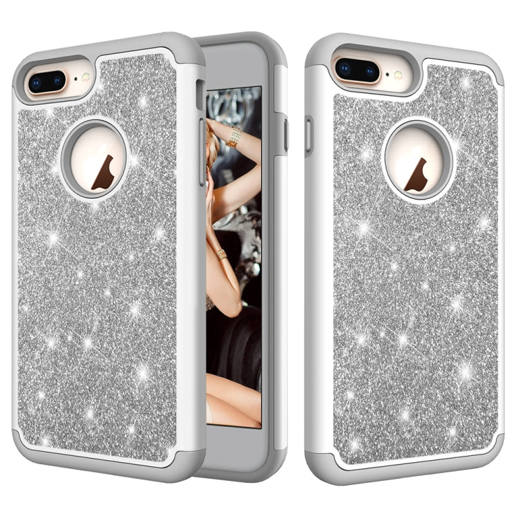Glitter Powder Contrast Skin Shockproof Silicone + PC Protective Case for iPhone 6 Plus & 6s Plus & 7 Plus & 8 Plus
