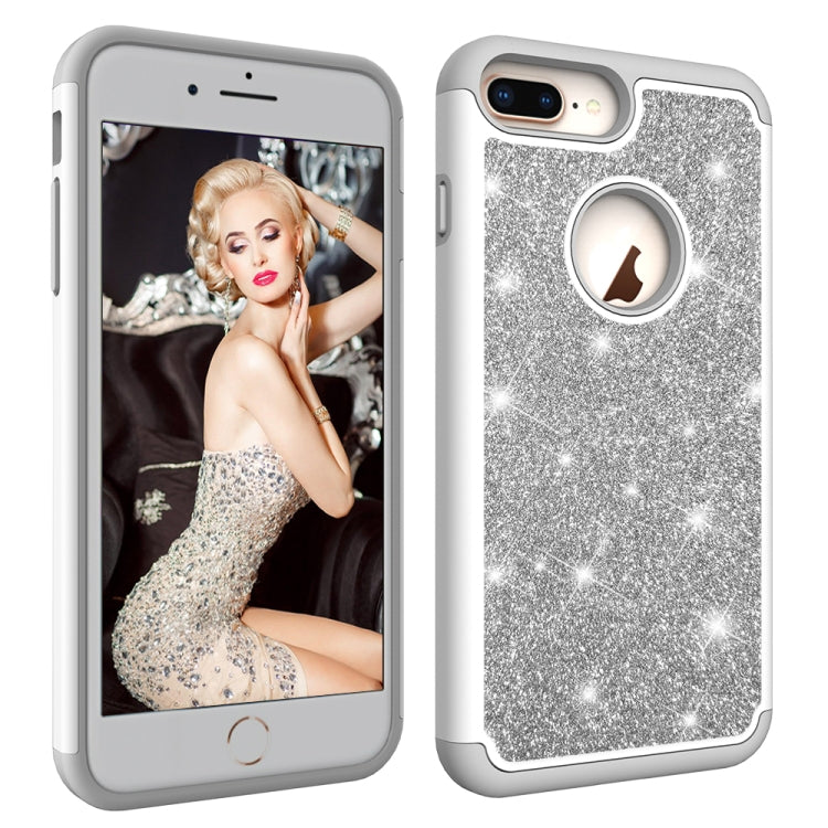 Glitter Powder Contrast Skin Shockproof Silicone + PC Protective Case for iPhone 6 Plus & 6s Plus & 7 Plus & 8 Plus